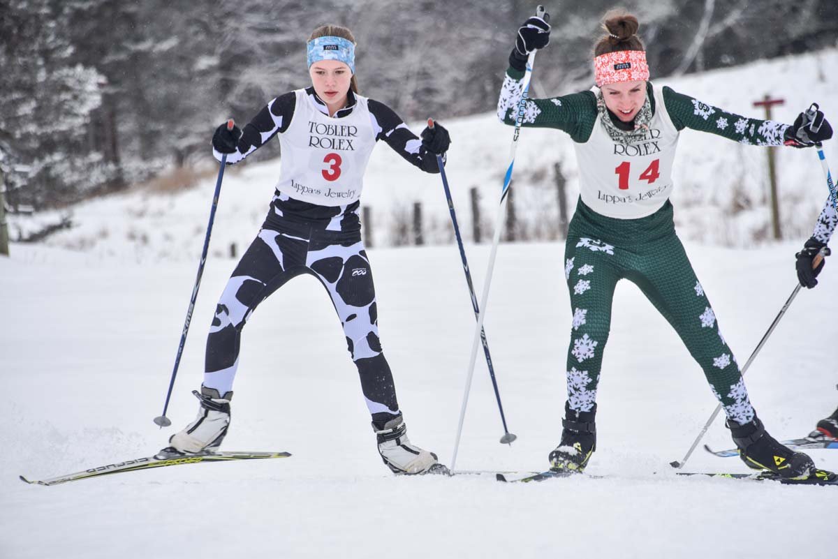 LI Nordic skiers racing at Kingdom Trails. 