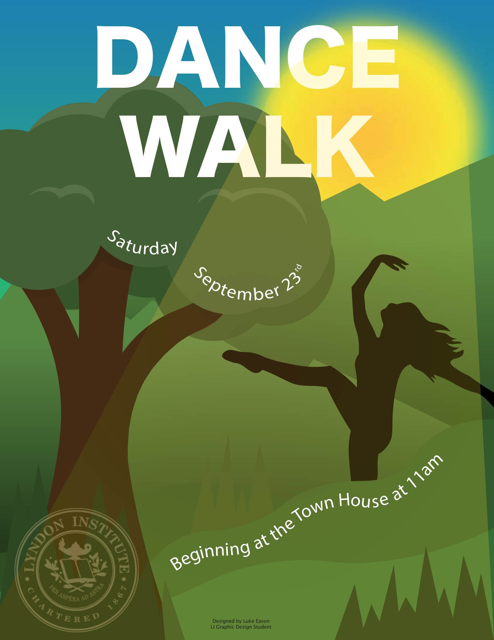Poster for the LI dance students Dance Walk performance on 9/23/23 at 11 a.m.
