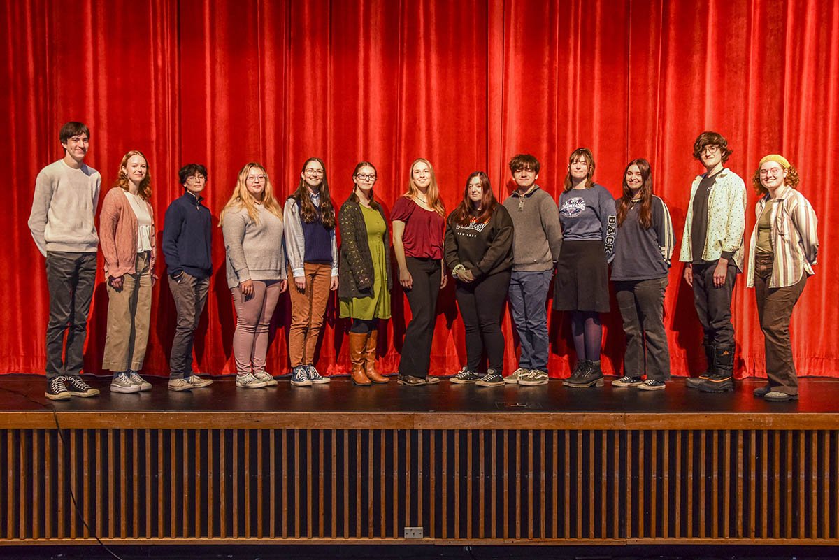 LI Students at All-State Music Fest. Pictured from L-R: Zane Mawhinney, Ellery Norwood, Cady Robillard, Macey Mawhinney, Cassie Vanderhoof, Maida Stahler, and Vincent Courtemarche. Not pictured, Alex Sirois.  Photo by Javin Leonard - Lyndon Institute