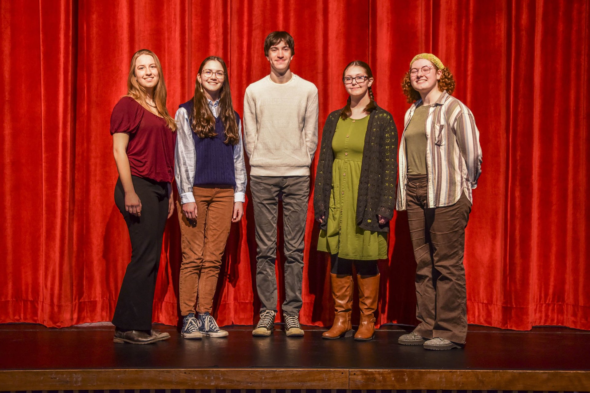 This year, six Lyndon Institute vocalists have been selected to attend the New England Music Festival hosted by Woodstock Academy in Woodstock, CT. The concert will be held on Saturday, March 25. Congratulations to (L to R) Grace Martin, Macey Mawhinney, Zane Mawhinney, Cassie Vanderhoof, Maida Stahler, and Alex Sirois (not pictured) for being selected for this year's concert festival.