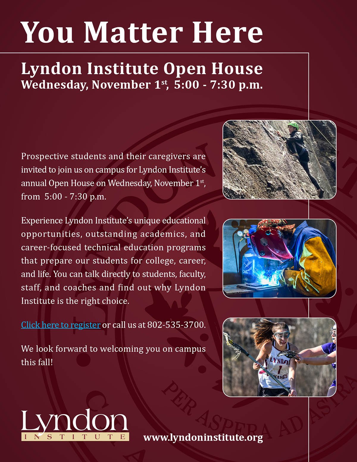 Image of the 2023 Open House flyer that contains the same text as the live text on this page. 